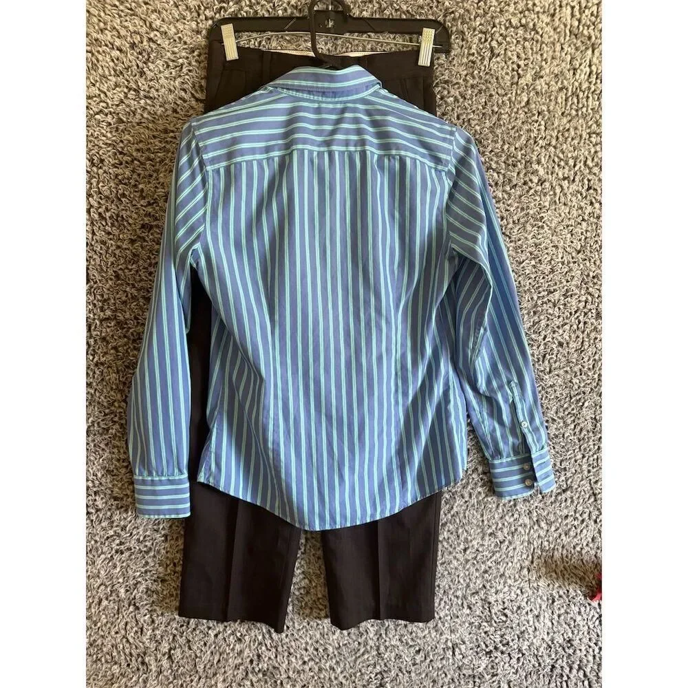 Lands' End Kids Striped Shirt & Pants Set Multicolor Casual Outfit
